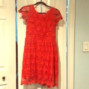 Romeo and Juliet couture coral lace A-line dress!